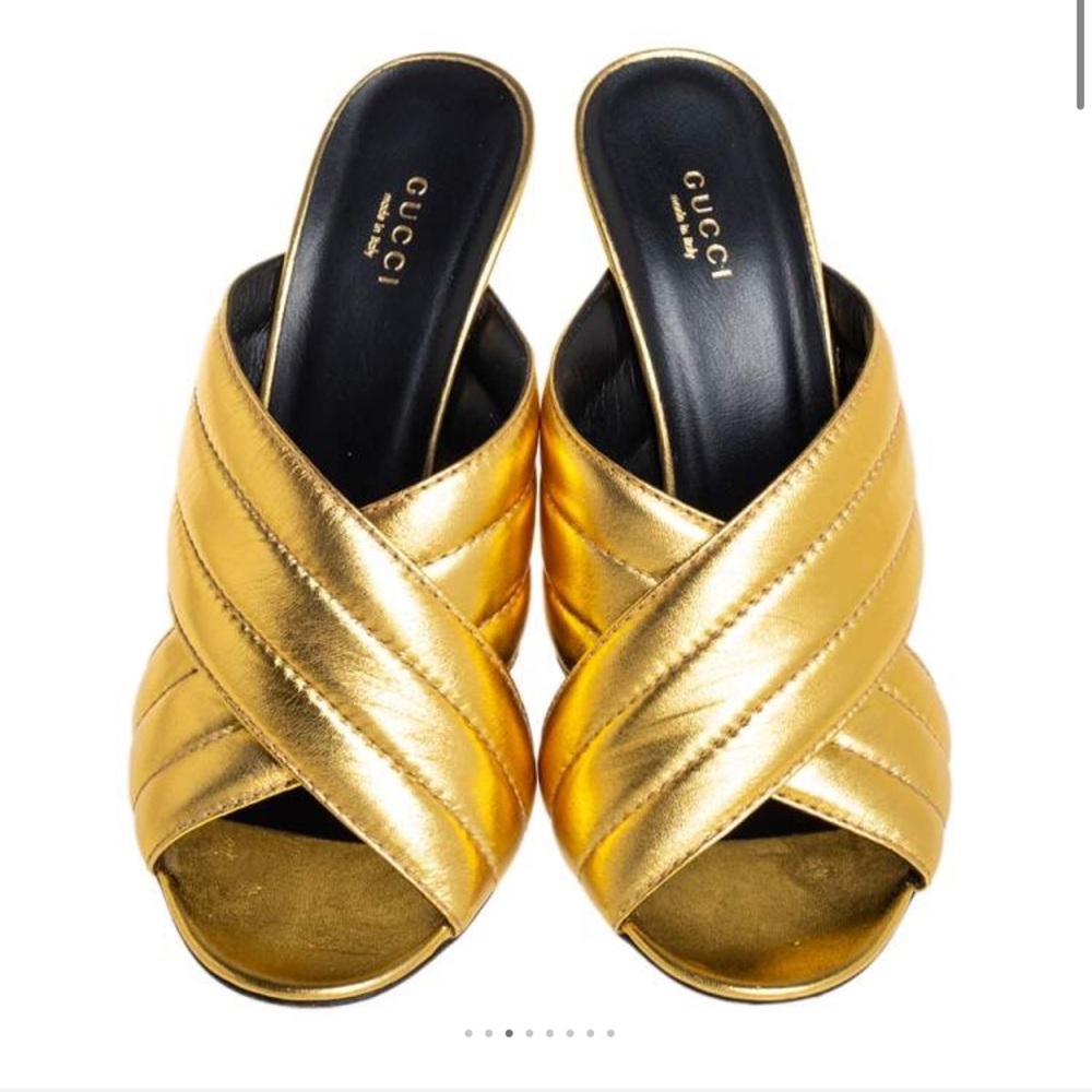 Gucci Metallic Gold Quilted Leather Webby
